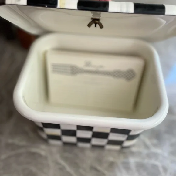 Mackenzie Childs Checkered Black and White Ceramic Box